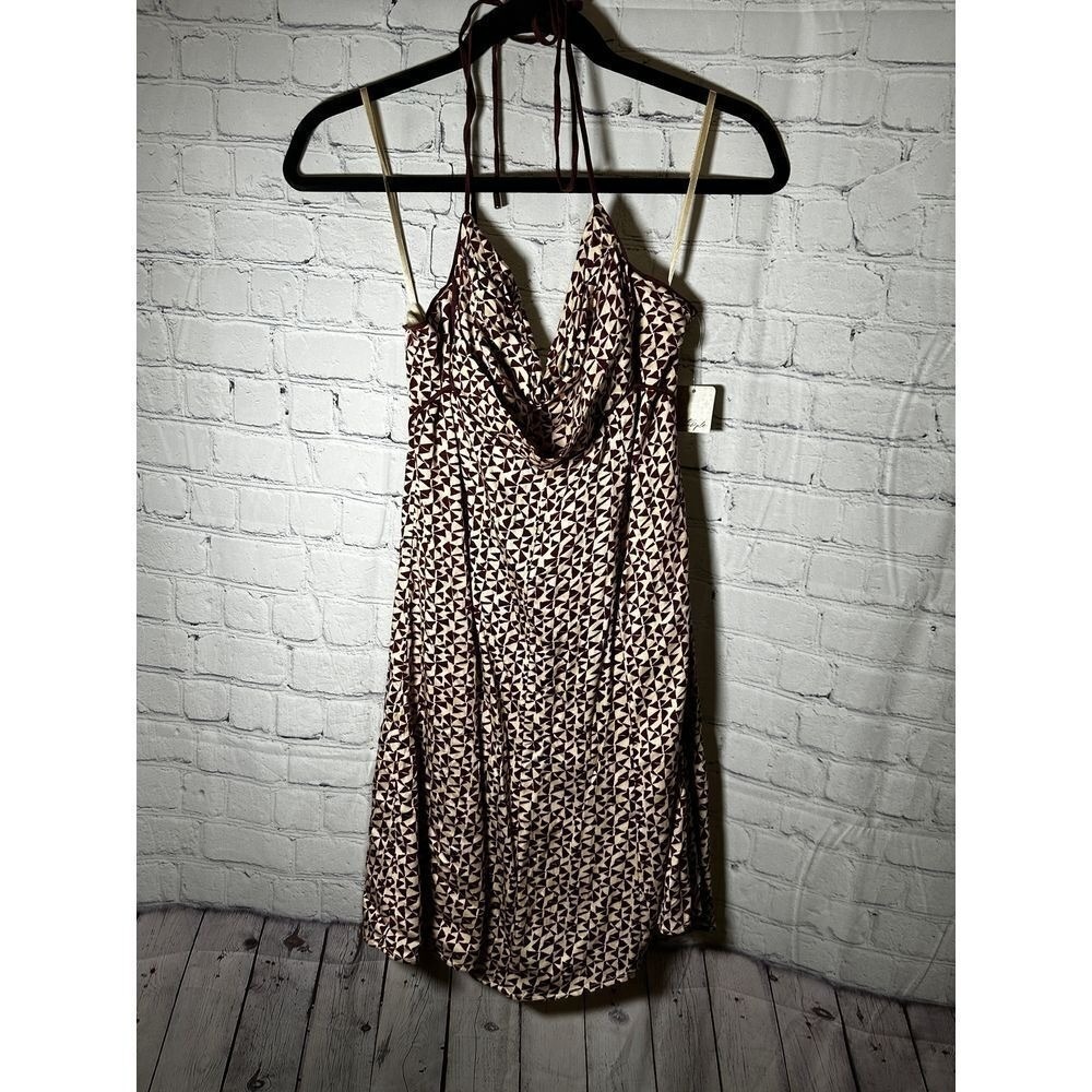 Free People Coffee Combo Geometric Halter Mini Dress XL OB1466598 New